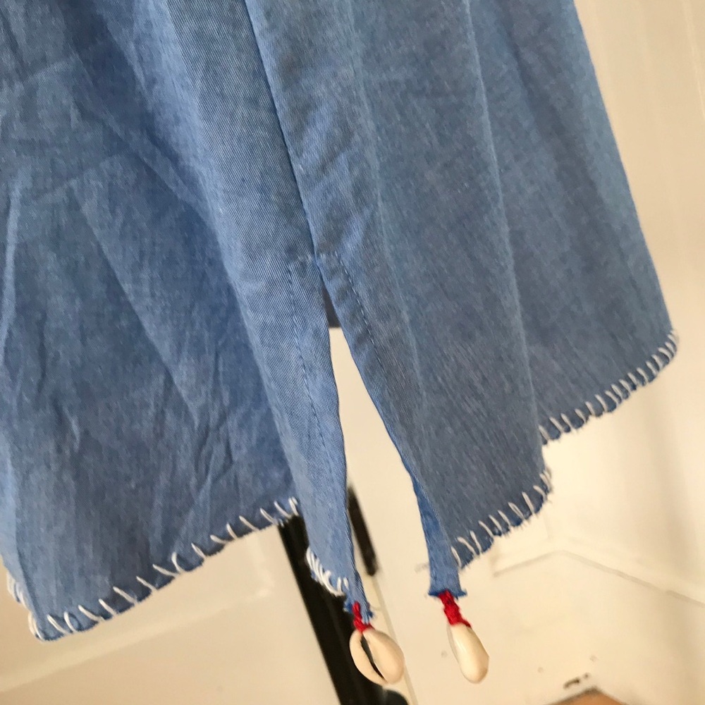 Nwt Polo Ralph Lauren Dress Sun Dress Denim Blue Chambray Embroidered Shells - Picture 3 of 10
